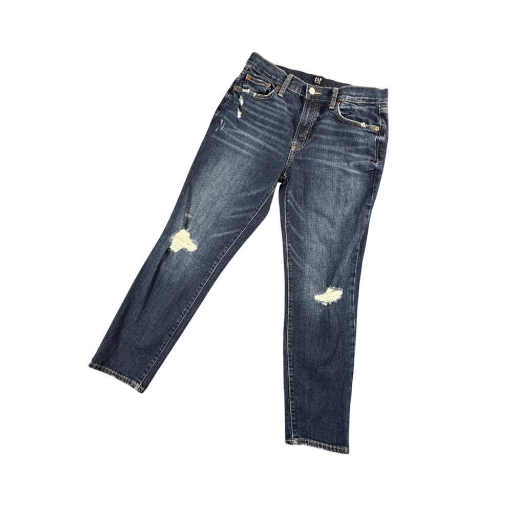 GAP Girlfriend Jeans Womens Distressed Medium Wash Y2K Denim Size 4